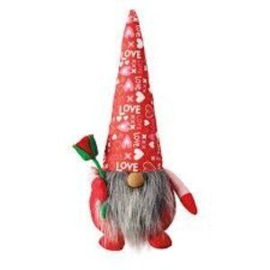 NWT Kirkton House Valentines Day Gnome Decoration With Red Felt Rose 20"